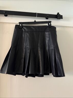 Abercrombie & Fitch Black Faux Leather Flared Skirt
